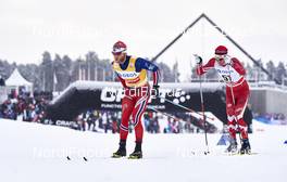 13.02.2016, Falun, Sweden (SWE): Martin Johnsrud Sundby (NOR), Devon Kershaw (CAN), (l-r)  - FIS world cup cross-country, 10km men, Falun (SWE). www.nordicfocus.com. © Felgenhauer/NordicFocus. Every downloaded picture is fee-liable.
