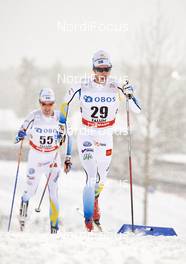 13.02.2016, Falun, Sweden (SWE): Simon Andersson (SWE), Marcus Hellner (SWE), (l-r)  - FIS world cup cross-country, 10km men, Falun (SWE). www.nordicfocus.com. © Felgenhauer/NordicFocus. Every downloaded picture is fee-liable.