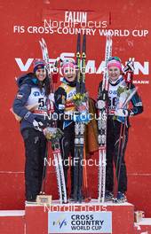 13.02.2016, Falun, Sweden (SWE): Heidi Weng (NOR), Therese Johaug (NOR), Ingvild Flugstad Oestberg (NOR), (l-r) - FIS world cup cross-country, 5km women, Falun (SWE). www.nordicfocus.com. © Felgenhauer/NordicFocus. Every downloaded picture is fee-liable.