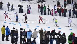 20.02.2016, Lahti, Finland (FIN): Astrid Uhrenholdt Jacobsen (NOR), Anne Kylloenen (FIN), Hanna Kolb (GER), Therese Johaug (NOR), Nika Razinger (SLO), Linn Soemskar (SWE), (l-r)  - FIS world cup cross-country, individual sprint, Lahti (FIN). www.nordicfocus.com. © Felgenhauer/NordicFocus. Every downloaded picture is fee-liable.