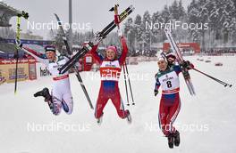 20.02.2016, Lahti, Finland (FIN): Jessica Diggins (USA), Maiken Caspersen Falla (NOR), Heidi Weng (NOR), (l-r)  - FIS world cup cross-country, individual sprint, Lahti (FIN). www.nordicfocus.com. © Felgenhauer/NordicFocus. Every downloaded picture is fee-liable.
