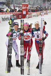 20.02.2016, Lahti, Finland (FIN): Jessica Diggins (USA), Maiken Caspersen Falla (NOR), Heidi Weng (NOR), (l-r)  - FIS world cup cross-country, individual sprint, Lahti (FIN). www.nordicfocus.com. © Felgenhauer/NordicFocus. Every downloaded picture is fee-liable.