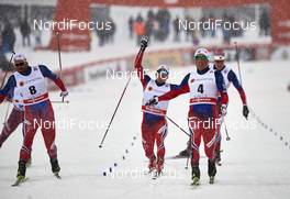 20.02.2016, Lahti, Finland (FIN): Petter Northug (NOR), Finn Haagen Krogh (NOR), Emil Iversen (NOR), (l-r)  - FIS world cup cross-country, individual sprint, Lahti (FIN). www.nordicfocus.com. © Felgenhauer/NordicFocus. Every downloaded picture is fee-liable.