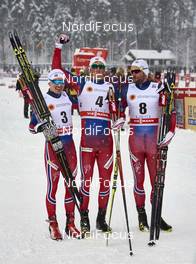20.02.2016, Lahti, Finland (FIN): Finn Haagen Krogh (NOR), Emil Iversen (NOR), Petter Northug (NOR), (l-r)  - FIS world cup cross-country, individual sprint, Lahti (FIN). www.nordicfocus.com. © Felgenhauer/NordicFocus. Every downloaded picture is fee-liable.