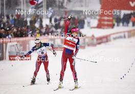 20.02.2016, Lahti, Finland (FIN): Heidi Weng (NOR), Maiken Caspersen Falla (NOR), (l-r)  - FIS world cup cross-country, individual sprint, Lahti (FIN). www.nordicfocus.com. © Felgenhauer/NordicFocus. Every downloaded picture is fee-liable.