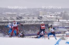 20.02.2016, Lahti, Finland (FIN): Peeter Kummel (EST), Paal Golberg (NOR), Federico Pellegrino (ITA), Ristomatti Hakola (FIN), (l-r)  - FIS world cup cross-country, individual sprint, Lahti (FIN). www.nordicfocus.com. © Felgenhauer/NordicFocus. Every downloaded picture is fee-liable.