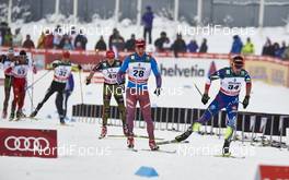 21.02.2016, Lahti, Finland (FIN): Florian Notz (GER), Nikita Stupak (RUS), Adrien Backscheider (FRA), (l-r)  - FIS world cup cross-country, skiathlon men, Lahti (FIN). www.nordicfocus.com. © Felgenhauer/NordicFocus. Every downloaded picture is fee-liable.