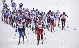 21.02.2016, Lahti, Finland (FIN): Krista Parmakoski (FIN), Therese Johaug (NOR), (l-r)  - FIS world cup cross-country, skiathlon women, Lahti (FIN). www.nordicfocus.com. © Felgenhauer/NordicFocus. Every downloaded picture is fee-liable.