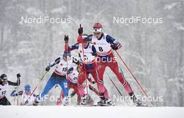21.02.2016, Lahti, Finland (FIN): Riitta-Liisa Roponen (FIN), Ingvild Flugstad Oestberg (NOR), Astrid Uhrenholdt Jacobsen (NOR), (l-r)  - FIS world cup cross-country, skiathlon women, Lahti (FIN). www.nordicfocus.com. © Felgenhauer/NordicFocus. Every downloaded picture is fee-liable.