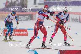 21.02.2016, Lahti, Finland (FIN): (l-r) Astrid Uhrenholdt Jacobsen (NOR), Rossignol, Rottefella and Ingvild Flugstad Oestberg (NOR), Madshus, Swix, Rottefella - FIS world cup cross-country, skiathlon women, Lahti (FIN). www.nordicfocus.com. © Laiho/NordicFocus. Every downloaded picture is fee-liable.