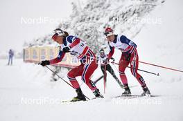 21.02.2016, Lahti, Finland (FIN): Kari Oeyre Slind (NOR), Astrid Uhrenholdt Jacobsen (NOR), (l-r)  - FIS world cup cross-country, skiathlon women, Lahti (FIN). www.nordicfocus.com. © Felgenhauer/NordicFocus. Every downloaded picture is fee-liable.