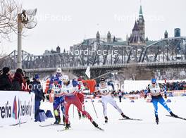 01.03.2016, Gatineau, Canada (CAN): Renaud Jay (FRA), Petter Northug (NOR), Erik Bjornsen (USA), Martti Jylhae (FIN), (l-r)  - FIS world cup cross-country, individual sprint, Gatineau (CAN). www.nordicfocus.com. © Felgenhauer/NordicFocus. Every downloaded picture is fee-liable.