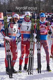 02.03.2016, Montreal, Canada (CAN): Petter Northug (NOR), Emil Iversen (NOR), Sergey Ustiugov (RUS), (l-r)  - FIS world cup cross-country, mass men, Montreal (CAN). www.nordicfocus.com. © Felgenhauer/NordicFocus. Every downloaded picture is fee-liable.
