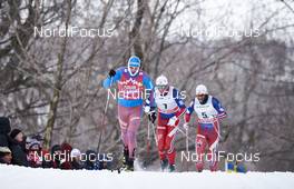 02.03.2016, Montreal, Canada (CAN): Sergey Ustiugov (RUS), Emil Iversen (NOR), Petter Northug (NOR), (l-r)  - FIS world cup cross-country, mass men, Montreal (CAN). www.nordicfocus.com. © Felgenhauer/NordicFocus. Every downloaded picture is fee-liable.