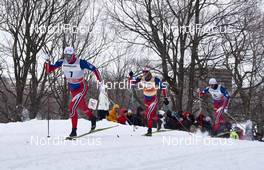 02.03.2016, Montreal, Canada (CAN): Emil Iversen (NOR), Martin Johnsrud Sundby (NOR), Petter Northug (NOR), (l-r)  - FIS world cup cross-country, mass men, Montreal (CAN). www.nordicfocus.com. © Felgenhauer/NordicFocus. Every downloaded picture is fee-liable.