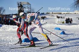 04.03.2016, Quebec, Canada (CAN): Ingvild Flugstad Oestberg (NOR), Stina Nilsson (SWE), (l-r)  - FIS world cup cross-country, individual sprint, Quebec (CAN). www.nordicfocus.com. © Felgenhauer/NordicFocus. Every downloaded picture is fee-liable.