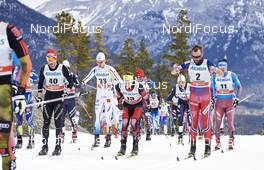 09.03.2016, Canmore, Canada (CAN): Jonas Baumann (SUI), Simon Andersson (SWE), Bernhard Tritscher (AUT), Petter Northug (NOR), Maxim Vylegzhanin (RUS), (l-r)  - FIS world cup cross-country, skiathlon men, Canmore (CAN). www.nordicfocus.com. © Felgenhauer/NordicFocus. Every downloaded picture is fee-liable.