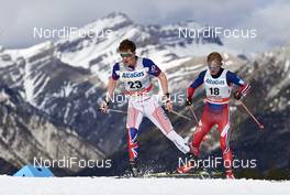 09.03.2016, Canmore, Canada (CAN): Andrew Musgrave (GBR), Eirik Brandsdal (NOR), (l-r)  - FIS world cup cross-country, skiathlon men, Canmore (CAN). www.nordicfocus.com. © Felgenhauer/NordicFocus. Every downloaded picture is fee-liable.