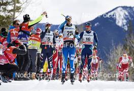 09.03.2016, Canmore, Canada (CAN): Federico Pellegrino (ITA), Matti Heikkinen (FIN), Alexey Poltoranin (KAZ), (l-r)  - FIS world cup cross-country, skiathlon men, Canmore (CAN). www.nordicfocus.com. © Felgenhauer/NordicFocus. Every downloaded picture is fee-liable.