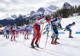 09.03.2016, Canmore, Canada (CAN): Jean Marc Gaillard (FRA), Eirik Brandsdal (NOR), Hans Christer Holund (NOR), Alexey Poltoranin (KAZ), Maurice Manificat (FRA), (l-r)  - FIS world cup cross-country, skiathlon men, Canmore (CAN). www.nordicfocus.com. © Felgenhauer/NordicFocus. Every downloaded picture is fee-liable.