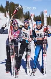 11.03.2016, Canmore, Canada (CAN): Heidi Weng (NOR), Ingvild Flugstad Oestberg (NOR), Krista Parmakoski (FIN), (l-r)  - FIS world cup cross-country, 10km women, Canmore (CAN). www.nordicfocus.com. © Felgenhauer/NordicFocus. Every downloaded picture is fee-liable.