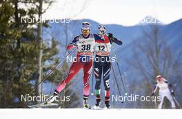 11.03.2016, Canmore, Canada (CAN): Maiken Caspersen Falla (NOR), Virginia De Martin Topranin (ITA), (l-r)  - FIS world cup cross-country, 10km women, Canmore (CAN). www.nordicfocus.com. © Felgenhauer/NordicFocus. Every downloaded picture is fee-liable.
