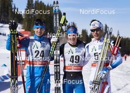 11.03.2016, Canmore, Canada (CAN): Evgeniy Belov (RUS), Matti Heikkinen (FIN), Marcus Hellner (SWE), (l-r), (l-r) - FIS world cup cross-country, 15km men, Canmore (CAN). www.nordicfocus.com. © Felgenhauer/NordicFocus. Every downloaded picture is fee-liable.