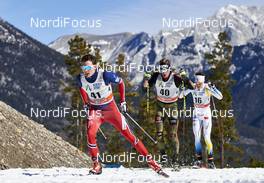 11.03.2016, Canmore, Canada (CAN): Finn Haagen Krogh (NOR), Sebastian Eisenlauer (GER), Martin Johansson (SWE), (l-r)  - FIS world cup cross-country, 15km men, Canmore (CAN). www.nordicfocus.com. © Felgenhauer/NordicFocus. Every downloaded picture is fee-liable.