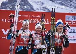 08.03.2016, Canmore, Canada (CAN): Ingvild Flugstad Oestberg (NOR), Maiken Caspersen Falla (NOR), Stina Nilsson (SWE) (l-r) - FIS world cup cross-country, cups, Canmore (CAN). www.nordicfocus.com. © Felgenhauer/NordicFocus. Every downloaded picture is fee-liable.