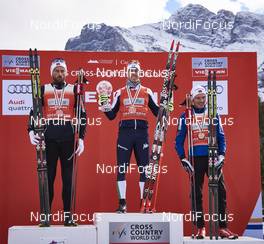 08.03.2016, Canmore, Canada (CAN): Petter Northug (NOR), Federico Pellegrino (ITA), Finn Haagen Krogh (NOR), (l-r) - FIS world cup cross-country, cups, Canmore (CAN). www.nordicfocus.com. © Felgenhauer/NordicFocus. Every downloaded picture is fee-liable.