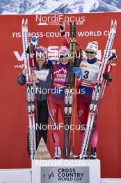 12.03.2016, Canmore, Canada (CAN): Heidi Weng (NOR), Therese Johaug (NOR), Ingvild Flugstad Oestberg (NOR), (l-r) - FIS world cup cross-country, pursuit women, Canmore (CAN). www.nordicfocus.com. © Felgenhauer/NordicFocus. Every downloaded picture is fee-liable.