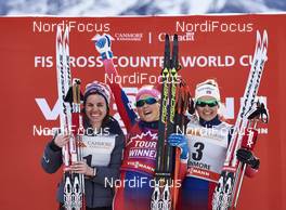 12.03.2016, Canmore, Canada (CAN): Heidi Weng (NOR), Therese Johaug (NOR), Ingvild Flugstad Oestberg (NOR), (l-r) - FIS world cup cross-country, pursuit women, Canmore (CAN). www.nordicfocus.com. © Felgenhauer/NordicFocus. Every downloaded picture is fee-liable.