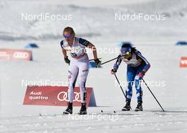 12.03.2016, Canmore, Canada (CAN): Jessica Diggins (USA), Krista Parmakoski (FIN), (l-r)  - FIS world cup cross-country, pursuit women, Canmore (CAN). www.nordicfocus.com. © Felgenhauer/NordicFocus. Every downloaded picture is fee-liable.