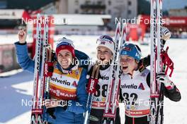 10.12.2016, Davos, Switzerland (SUI): Heidi Weng (NOR), Ingvild Flugstad Oestberg (NOR), Krista Parmakoski (FIN), (l-r) - FIS world cup cross-country, 15km women, Davos (SUI). www.nordicfocus.com. © Modica/NordicFocus. Every downloaded picture is fee-liable.
