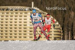 10.12.2016, Davos, Switzerland (SUI): Evgeniy Belov (RUS), Sergei Dolidovich (BLR), (l-r)  - FIS world cup cross-country, 30km men, Davos (SUI). www.nordicfocus.com. © Modica/NordicFocus. Every downloaded picture is fee-liable.