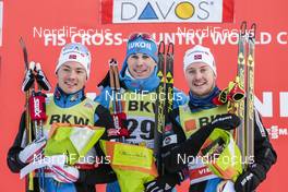 11.12.2016, Davos, Switzerland (SUI): Sindre Bjoernestad Skar (NOR), Sergey Ustiugov (RUS), Finn Haagen Krogh (NOR), (l-r) - FIS world cup cross-country, individual sprint, Davos (SUI). www.nordicfocus.com. © Modica/NordicFocus. Every downloaded picture is fee-liable.