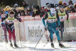 11.12.2016, Davos, Switzerland (SUI): Emil Iversen (NOR), Lucas Chanavat (FRA), Federico Pellegrino (ITA), (l-r)  - FIS world cup cross-country, individual sprint, Davos (SUI). www.nordicfocus.com. © Modica/NordicFocus. Every downloaded picture is fee-liable.