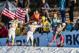 11.12.2016, Davos, Switzerland (SUI): Hanna Falk (SWE), Jonna Sundling (SWE), Ingvild Flugstad Oestberg (NOR), (l-r)  - FIS world cup cross-country, individual sprint, Davos (SUI). www.nordicfocus.com. © Modica/NordicFocus. Every downloaded picture is fee-liable.