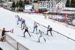 11.12.2016, Davos, Switzerland (SUI): Krista Parmakoski (FIN), Sophie Caldwell (USA), Sofie Krehl (GER), Sadie Bjornsen (USA), Alenka Cebasek (SLO), Nadine Faehndrich (SUI), (l-r)  - FIS world cup cross-country, individual sprint, Davos (SUI). www.nordicfocus.com. © Modica/NordicFocus. Every downloaded picture is fee-liable.
