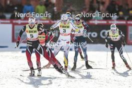 11.12.2016, Davos, Switzerland (SUI): Ingvild Flugstad Oestberg (NOR), Maiken Caspersen Falla (NOR), Hanna Falk (SWE), Jessica Diggins (USA), Ilaria Debertolis (ITA), (l-r)  - FIS world cup cross-country, individual sprint, Davos (SUI). www.nordicfocus.com. © Modica/NordicFocus. Every downloaded picture is fee-liable.