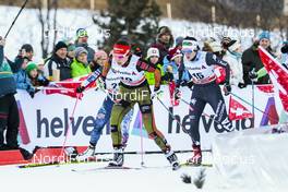31.12.2016, Val Mustair, Switzerland (SUI): Kikkan Randall (USA), Maria Nordstroem (SWE), Ilaria Debertolis (ITA), (l-r)  - FIS world cup cross-country, tour de ski, individual sprint, Val Mustair (SUI). www.nordicfocus.com. © Modica/NordicFocus. Every downloaded picture is fee-liable.
