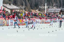 31.12.2016, Val Mustair, Switzerland (SUI): Renaud Jay (FRA), Martti Jylhae (FIN), Andrew Musgrave (GBR), Marcus Hellner (SWE), Roman Furger (SUI), (l-r)  - FIS world cup cross-country, tour de ski, individual sprint, Val Mustair (SUI). www.nordicfocus.com. © Modica/NordicFocus. Every downloaded picture is fee-liable.