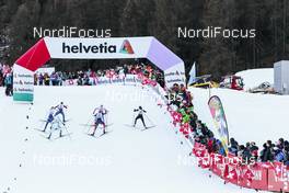 31.12.2016, Val Mustair, Switzerland (SUI): Anne Kylloenen (FIN), Kathrine Rolsted Harsem (NOR), Alenka Cebasek (SLO), Stina Nilsson (SWE), Sadie Bjornsen (USA), (l-r)  - FIS world cup cross-country, tour de ski, individual sprint, Val Mustair (SUI). www.nordicfocus.com. © Modica/NordicFocus. Every downloaded picture is fee-liable.