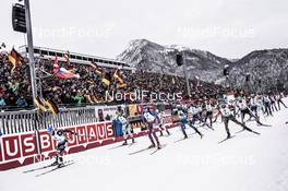 11.01.2017, Ruhpolding, Germany (GER): Lukas Hofer (ITA), Artem Pryma (UKR), Alexey Volkov (RUS), Simon Fourcade (FRA), Ondrej Moravec (CZE), Erik Lesser (GER), Daniel Mesotitsch (AUT), Ole Einar Bjoerndalen (NOR), (l-r), (l-r) -  IBU world cup biathlon, relay men, Ruhpolding (GER). www.nordicfocus.com. © Manzoni/NordicFocus. Every downloaded picture is fee-liable.