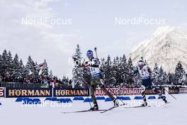 11.01.2017, Ruhpolding, Germany (GER): Simon Schempp (GER), Emil Hegle Svendsen (NOR), (l-r) -  IBU world cup biathlon, relay men, Ruhpolding (GER). www.nordicfocus.com. © Manzoni/NordicFocus. Every downloaded picture is fee-liable.