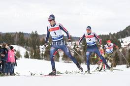 24.01.2016, Chaux-Neuve, France (FRA): Jarl Magnus Riiber (NOR), Haavard Klemetsen (NOR), Eric Frenzel (GER) - FIS world cup nordic combined, individual gundersen HS118/10km, Chaux-Neuve (FRA). www.nordicfocus.com. © Becker/NordicFocus. Every downloaded picture is fee-liable.
