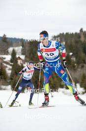 24.01.2016, Chaux-Neuve, France (FRA): Tom Balland (FRA), Mikko Kokslien (NOR) - FIS world cup nordic combined, individual gundersen HS118/10km, Chaux-Neuve (FRA). www.nordicfocus.com. © Becker/NordicFocus. Every downloaded picture is fee-liable.