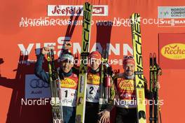 29.01.2016, Seefeld, Austria (AUT): Akito Watabe (JPN), Eric Frenzel (GER), Fabian Riessle (GER) - FIS world cup nordic combined, individual gundersen HS109/5km, Seefeld (AUT). www.nordicfocus.com. © Modica/NordicFocus. Every downloaded picture is fee-liable.