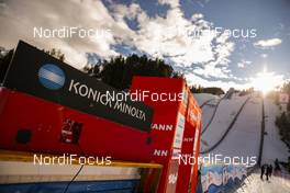 29.01.2016, Seefeld, Austria (AUT): Konica Minolta in the jumping stadium   - FIS world cup nordic combined, individual gundersen HS109/5km, Seefeld (AUT). www.nordicfocus.com. © Modica/NordicFocus. Every downloaded picture is fee-liable.