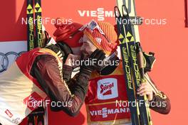 30.01.2016, Seefeld, Austria (AUT): Eric Frenzel (GER), Fabian Riessle (GER), (l-r) - FIS world cup nordic combined, individual gundersen HS109/10km, Seefeld (AUT). www.nordicfocus.com. © Modica/NordicFocus. Every downloaded picture is fee-liable.